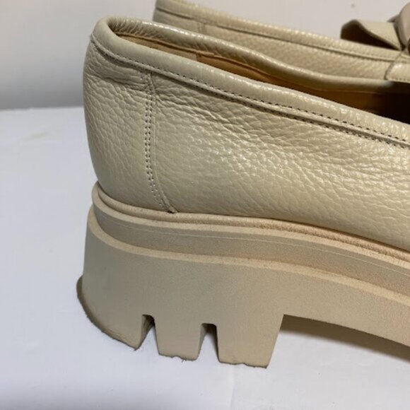 L'intervalle Cream Pebbled Leather Chunky Chain Platform Loafers Size EU 41 - Picture 7 of 12